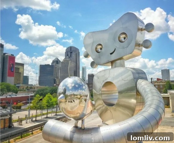 Brad Oldham's iconic sculpture, a testament to Dallas's vibrant art scene.