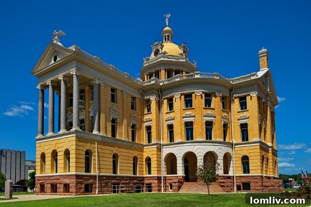 The grand, fully restored Harrison County Courthouse, a beacon of historical preservation.