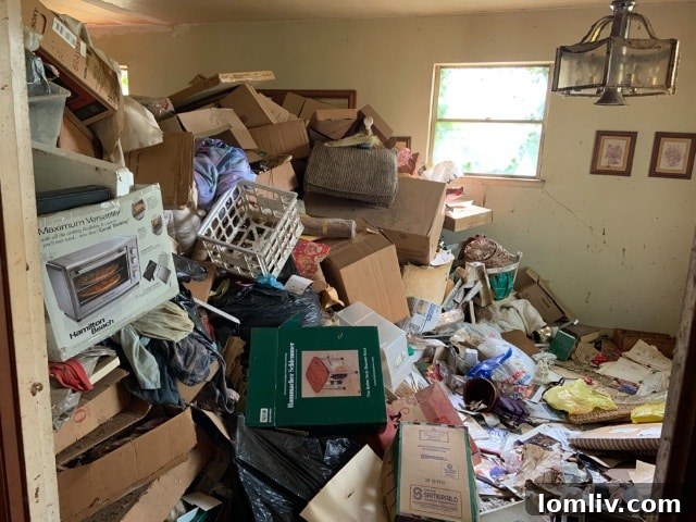 Heavily cluttered and disorganized interior living space before renovation by Shepherds Construction