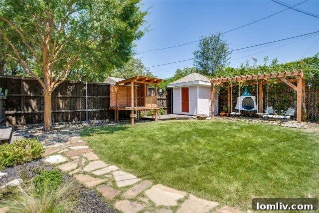 Inviting backyard pergola with outdoor living space, perfect for relaxation and entertaining in Winnetka Heights