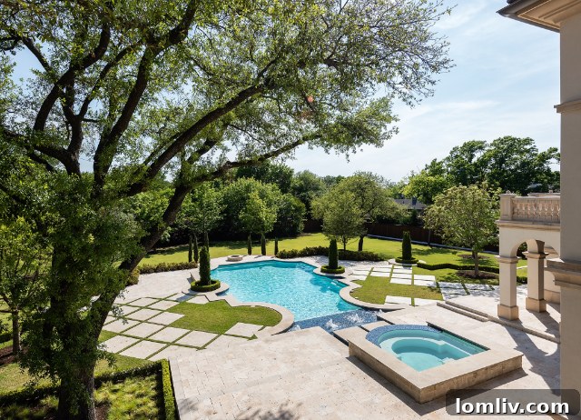 Envision Your Outdoor Oasis With Bella Custom Homes 8 Custom Pool with Imported Travertine Pavers and Integrated Grass Sections