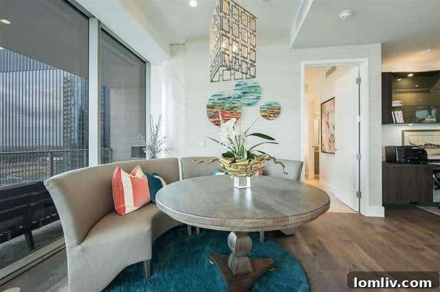 Luxurious bedroom with large windows and modern decor in Unit 1501 at Windrose Tower