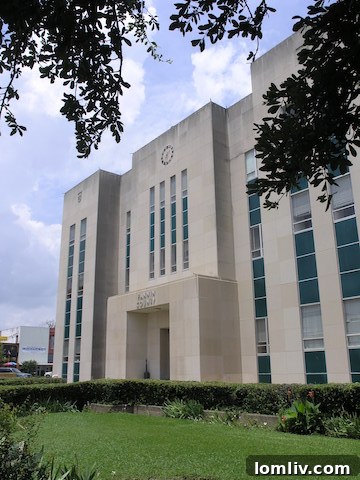 Fannin County Courthouse completely unrecognizable after being encased in a new limestone skin in 1966, obscuring its historic character.
