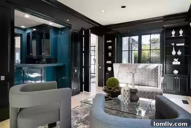 Luxurious Black Lacquer Study Interior