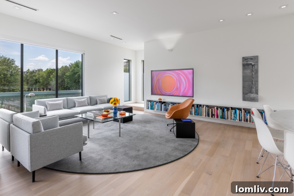 Museum-quality walls and strategic lighting for art display in Manett Townhomes