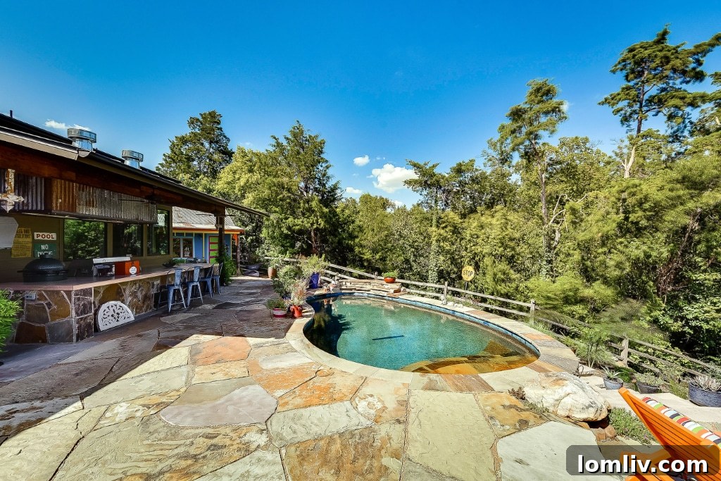 Interior architectural details and vibrant decor of the Bon Aire home