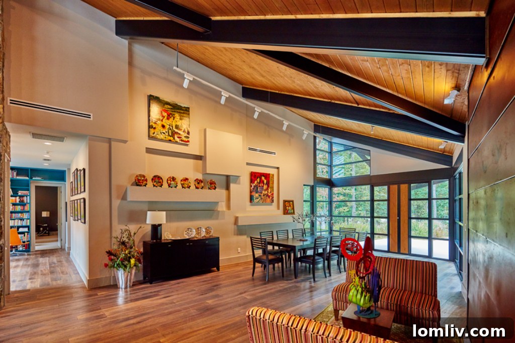 Modern exterior of Sugar Creek home by Fitzpatrick Architects in a wooded setting