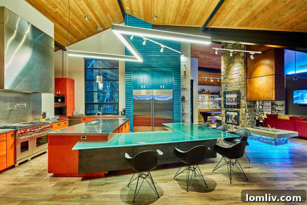 Architectural detail of Sugar Creek showcasing modern aesthetic and generous overhangs