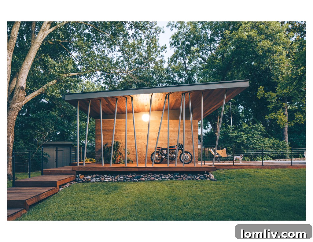 Clerestory windows and pitched ceilings inside the Five House casita