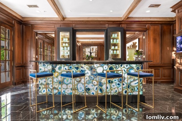 Stunning Blue Agate Bar in Luxury Home - 9727 Audubon Place