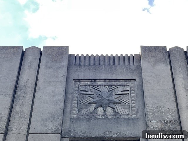 Close-up of Geneva Heights Elementary's brick facade and architectural details