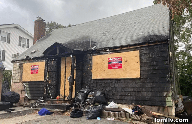 Charred house in Melrose, MA for sale