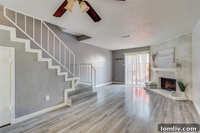 Charming two-story townhome exterior in Garland near Firewheel