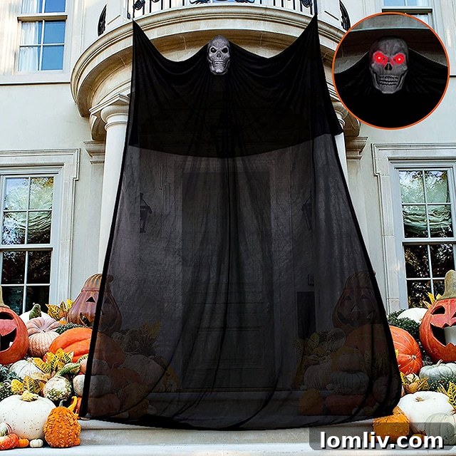 Large inflatable ghost decoration with LED eyes