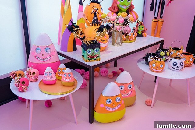 Glitterville Pop Halloween shop, colorful Halloween decor