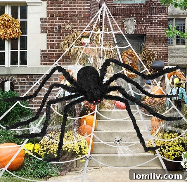 Giant outdoor spider web decoration