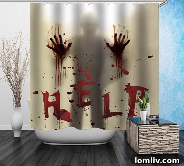 Bloody shower curtain for Halloween