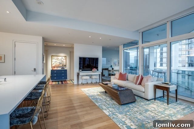 Elegant interior living space of a Museum Tower Dallas apartment, showcasing modern design and spacious layout
