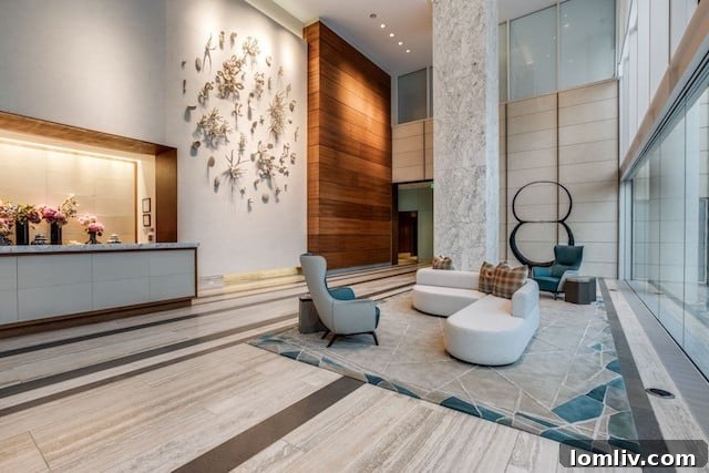 Stylish interior design of a living room in a Museum Tower Dallas luxury apartment
