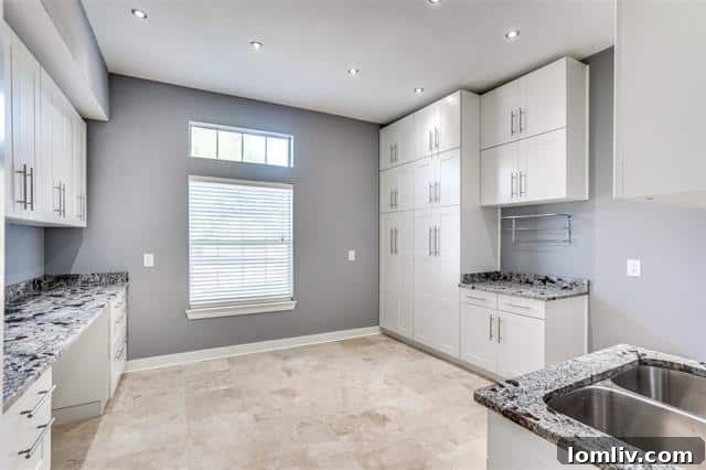 Luxurious Laundry Room with Exotic Granite Counters