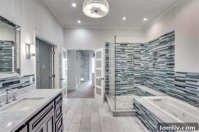 Spa-like Bathroom with Jacuzzi Tub and Marble Finishes