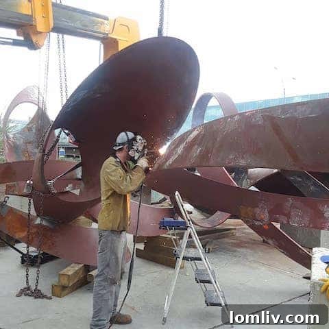 Progress shot of the Liberman sculpture reassembly