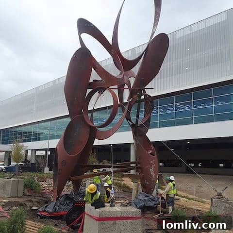 Alexander Liberman sculpture nearing completion at Love Field