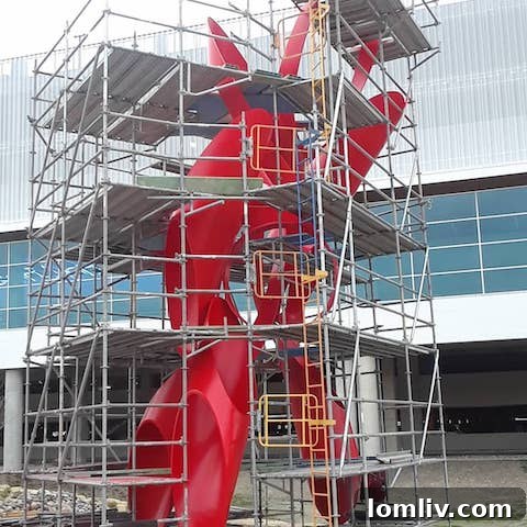 The newly restored Alexander Liberman sculpture standing tall