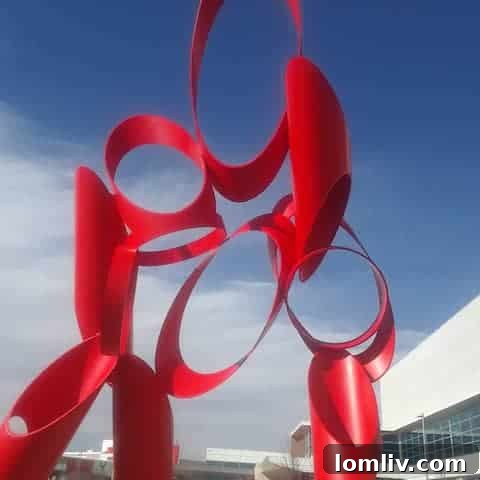 Alexander Liberman sculpture in its final, majestic form at Dallas Love Field