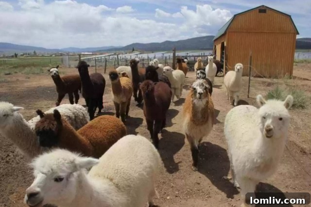 A small group of alpacas in their field, demonstrating their social nature and the peaceful environment they enjoy at the ranch