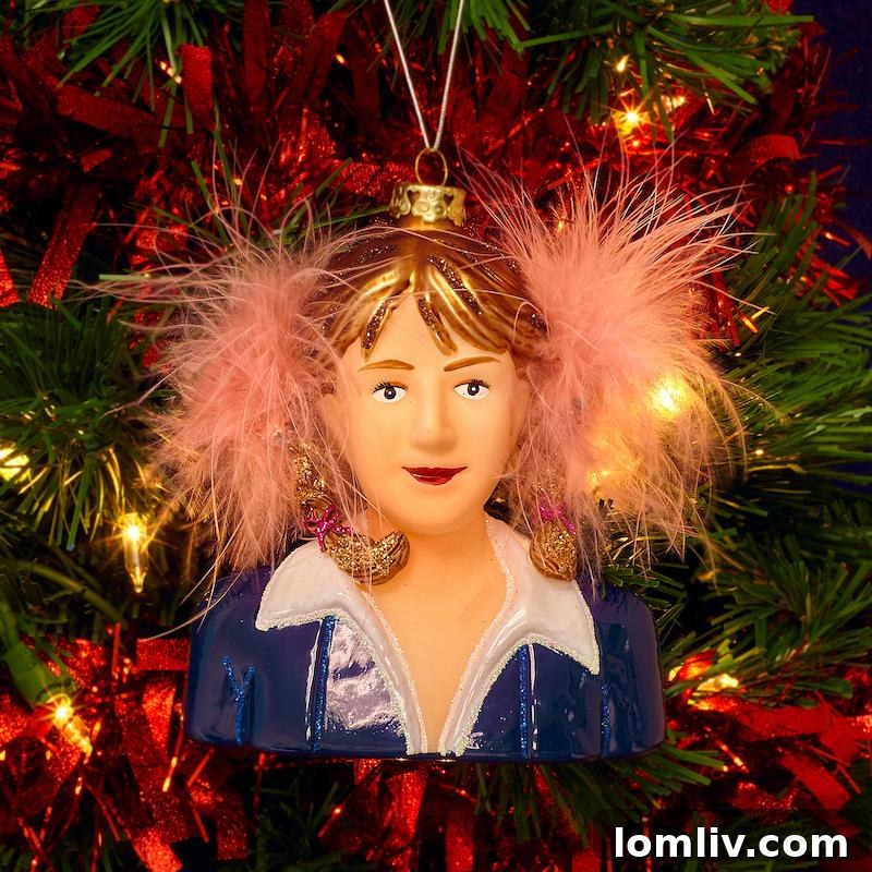 Britney Spears glass Christmas ornament with pink scrunchies