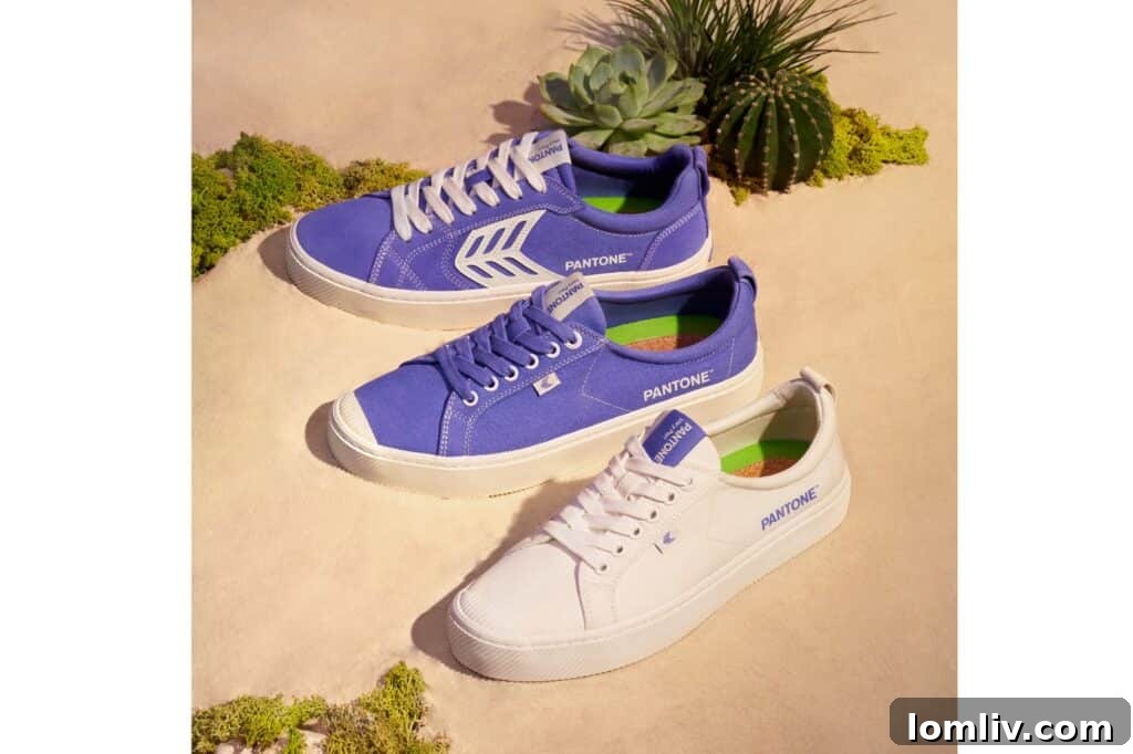 Cariuma x Pantone Very Peri canvas sneakers, a collaboration showcasing the trend in sustainable footwear