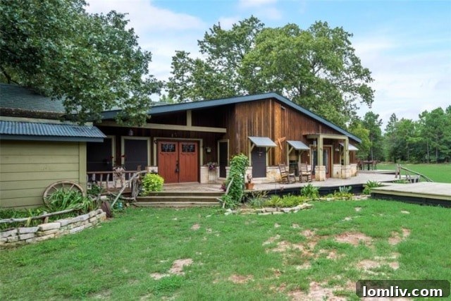 Aerial view of Harmony Springs Ranch, a vast 215-acre estate in Winnsboro, Texas