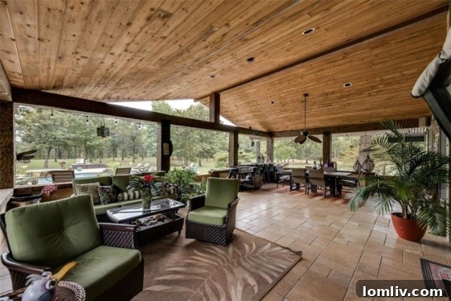 Inviting swimming pool with spa, sunning deck, and surrounding patio at Harmony Springs Ranch