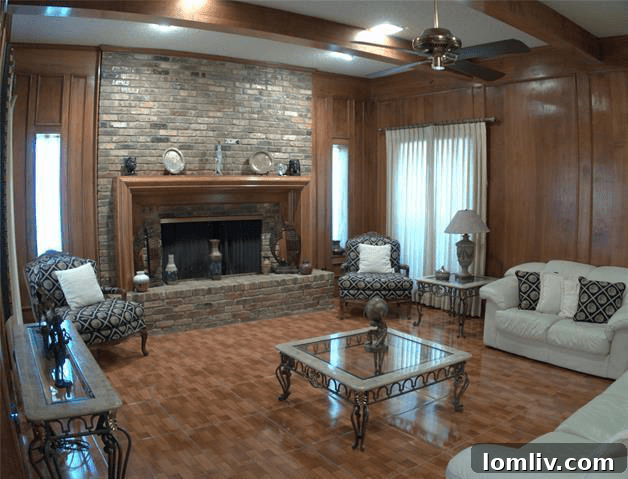 North Lake Highlands 2021 Top Steals Zero Splurges 7 Living Room Before Renovation - Dark Paneling