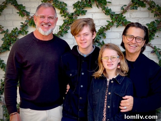 David Collier and Greg O'Neal with their children, Thomas and Summer