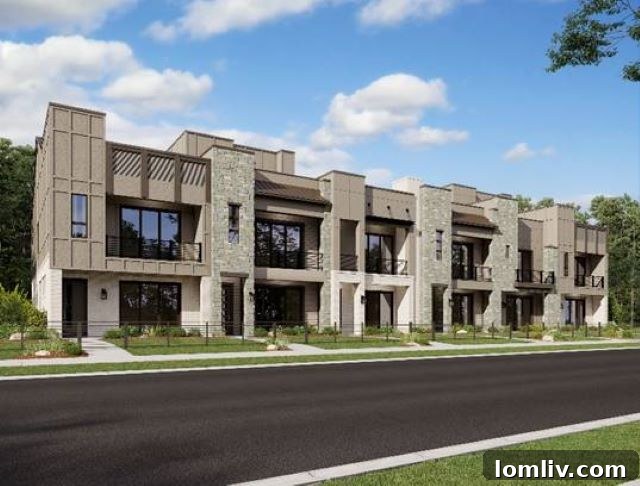 Ashton Woods Homes' new townhouses at Watters Edge in The Farm, Allen, Texas