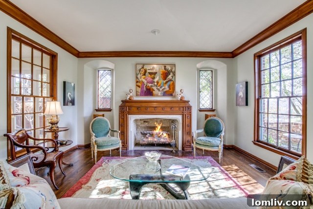 A different perspective of the grand Stevens Park Tudor exterior, emphasizing its imposing and elegant presence.