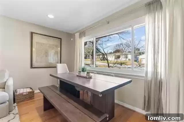 Bright and Open Living Area of Old Lake Highlands Midcentury Ranch