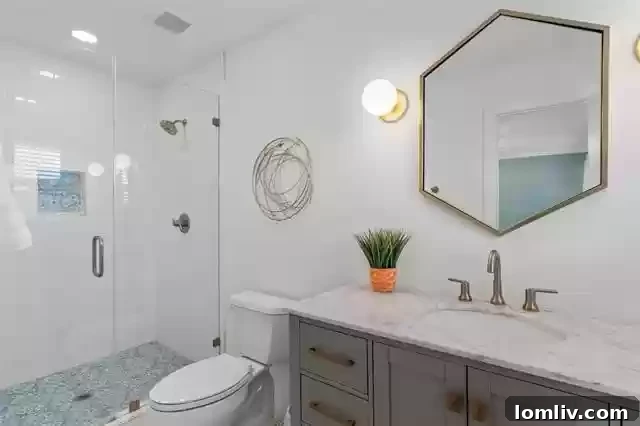 Luxuriously Remodeled Primary Bathroom with Modern Fixtures