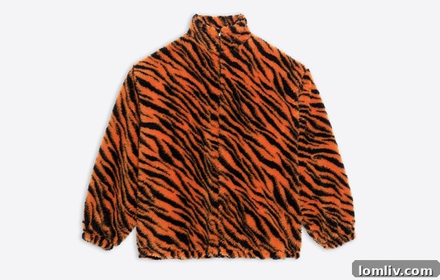 Balenciaga men's orange fleece zip-up jacket from Year of the Tiger capsule collection