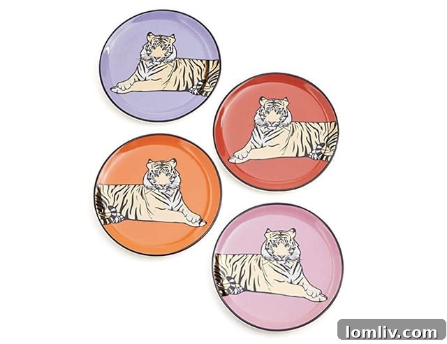 Jonathan Adler playful porcelain tiger coasters