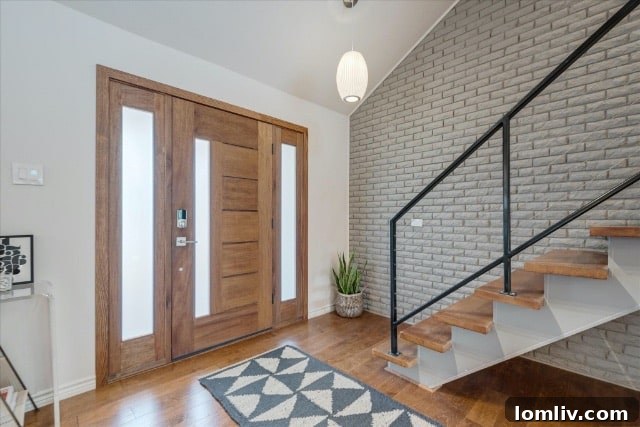Modern Front Entryway with Planters and Siding