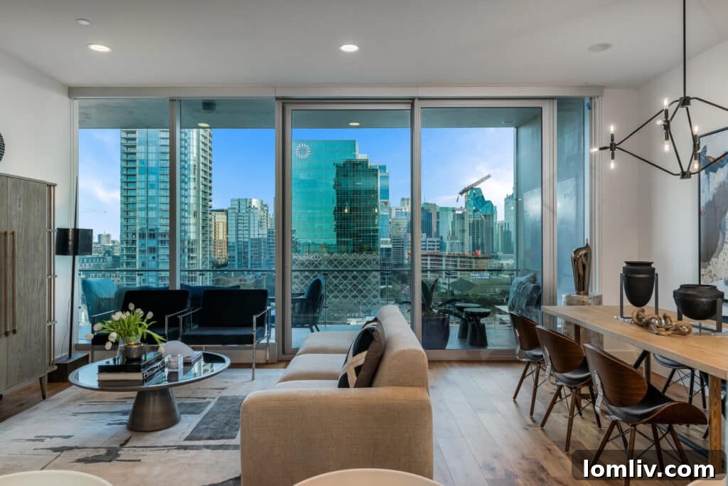 Your Invitation to Elegance Explore Two Bleu Ciel Model Showhomes 9 Janet Baker's design in Unit 1207 honors the apartment's uninterrupted views, making them a central feature.