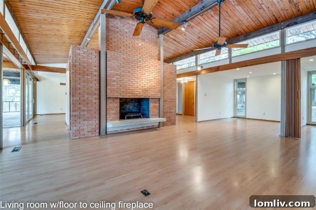 Living room with Mid-Century Modern furniture and natural light