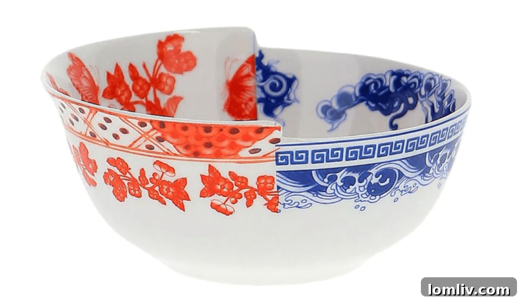 Seletti Hybrid Eutropia Bowl with split blue and orange design