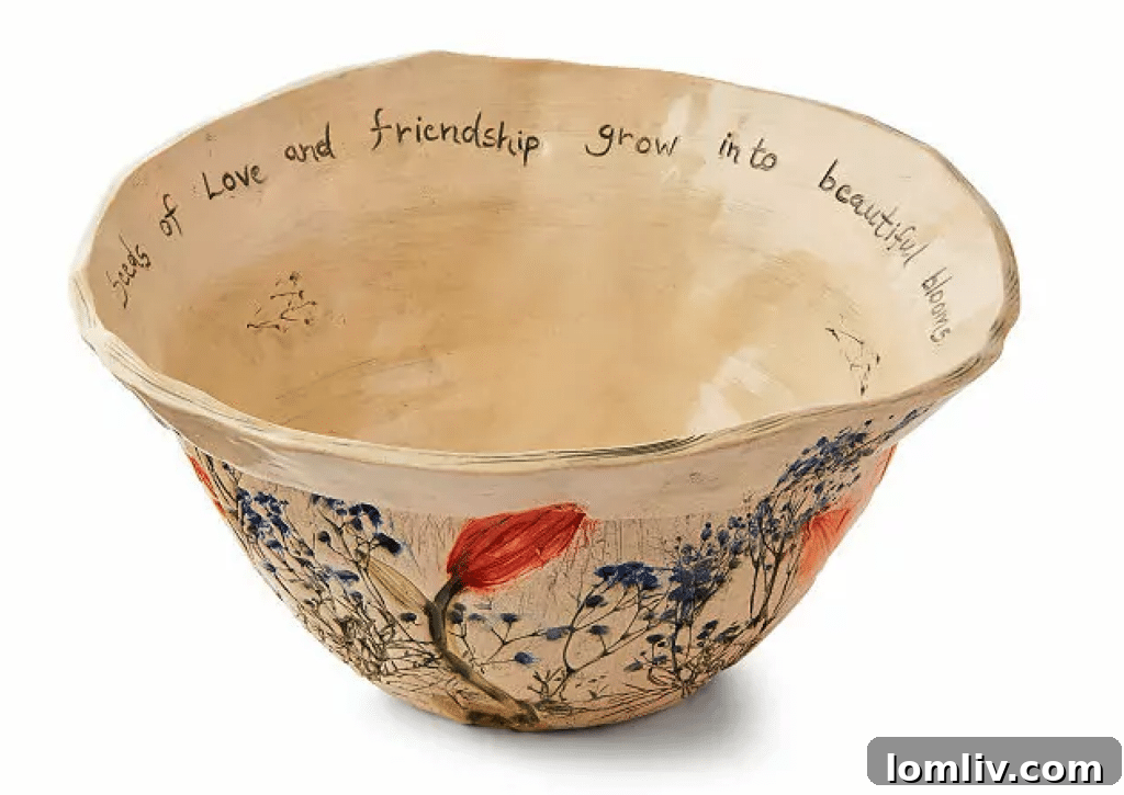 Pressed Garden of Love Serving Bowl with floral imprints