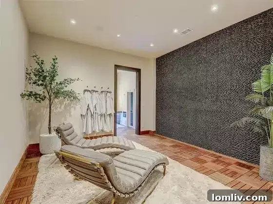 A closer look at the private bowling alley with vintage Brunswick lanes, a standout amenity.