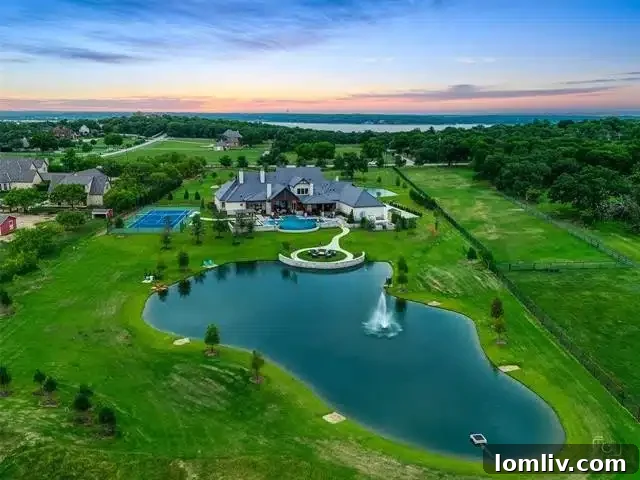 A serene view of the private pond on the extensive grounds of the Southlake estate.