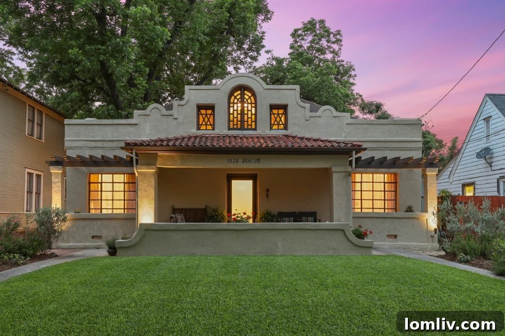 Interior view of the Alamo House, showcasing architectural details.